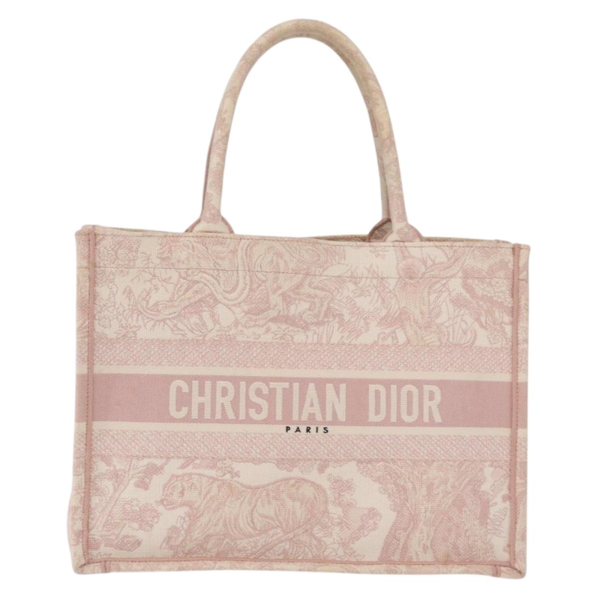 Christian Dior Book Tote Bag Canvas Pink Auth 211809V