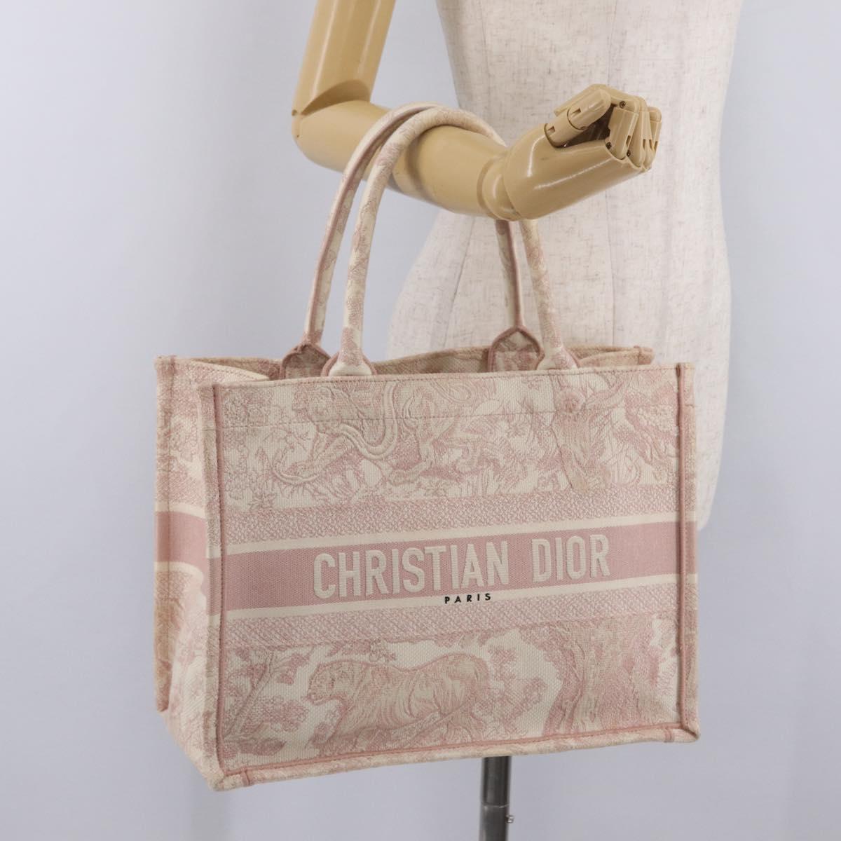 Christian Dior Book Tote Bag Canvas Pink Auth 211809V