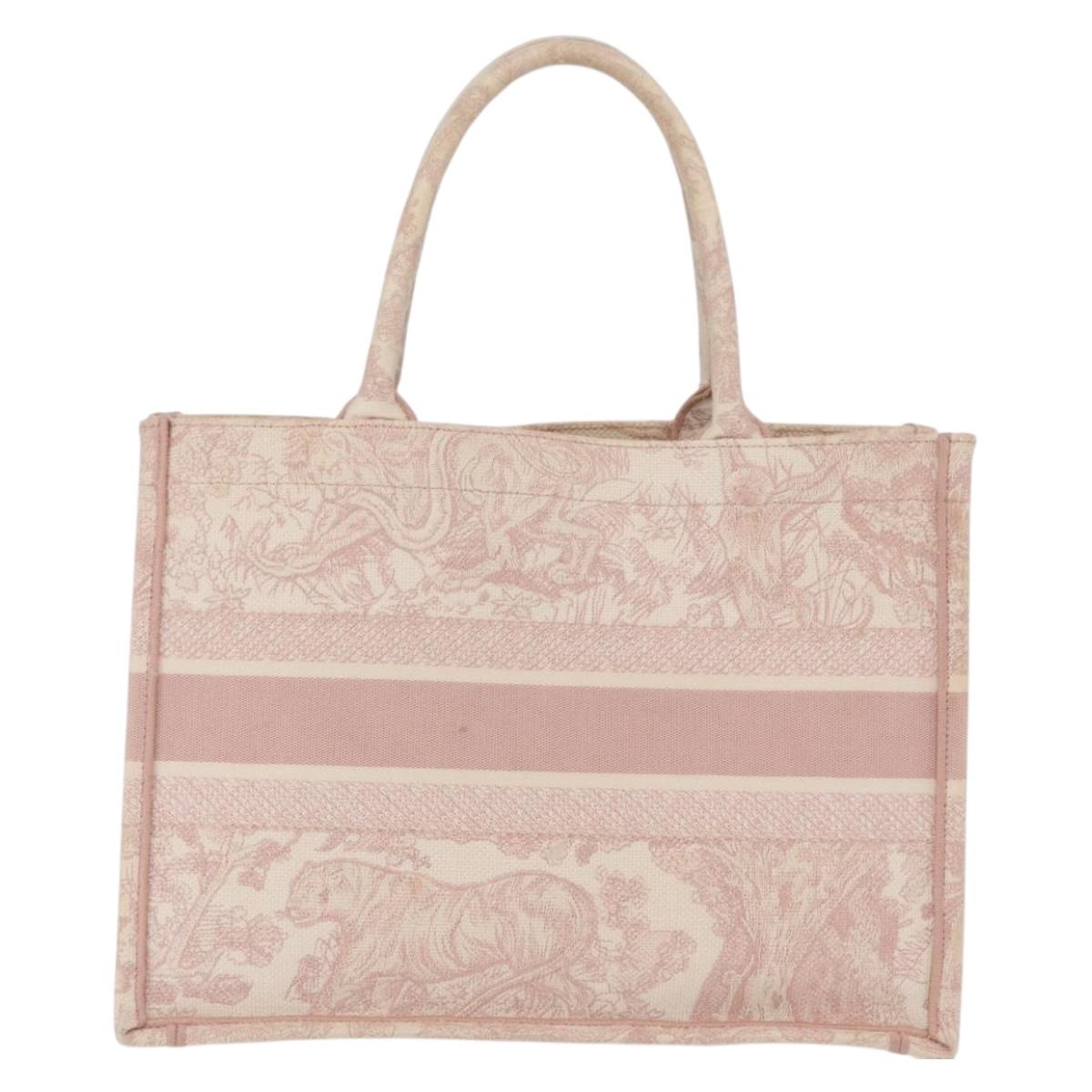 Christian Dior Book Tote Bag Canvas Pink Auth 211809V