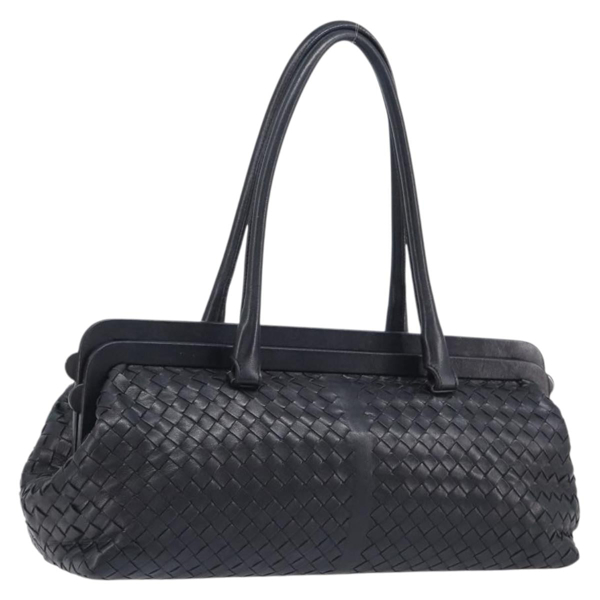 Bottega Veneta INTRECCIATO Shoulder Bag Leather Black 131670 Auth 211811M
