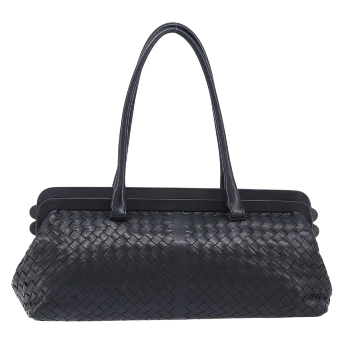 Bottega Veneta INTRECCIATO Shoulder Bag Leather Black 131670 Auth 211811M