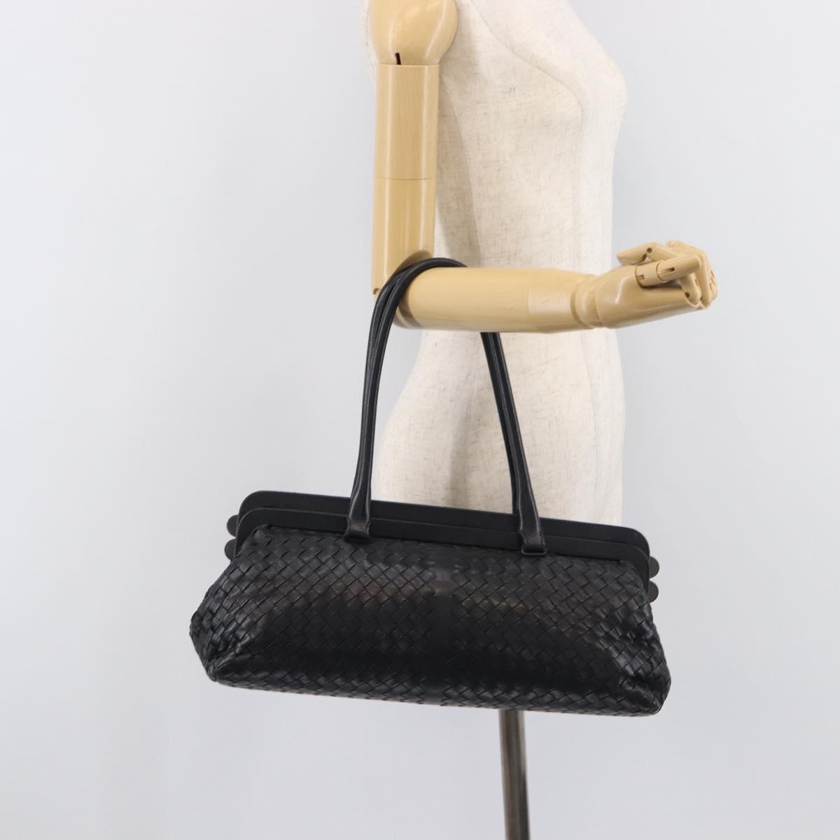 Bottega Veneta INTRECCIATO Shoulder Bag Leather Black 131670 Auth 211811M