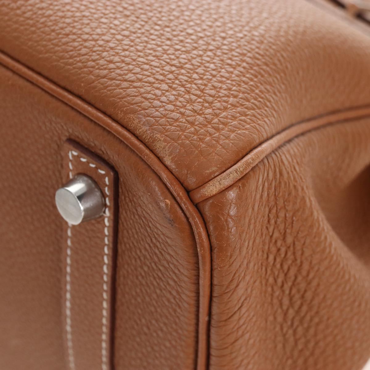 HERMES Birkin 30 Hand Bag Leather Brown Silver Auth 211817SM