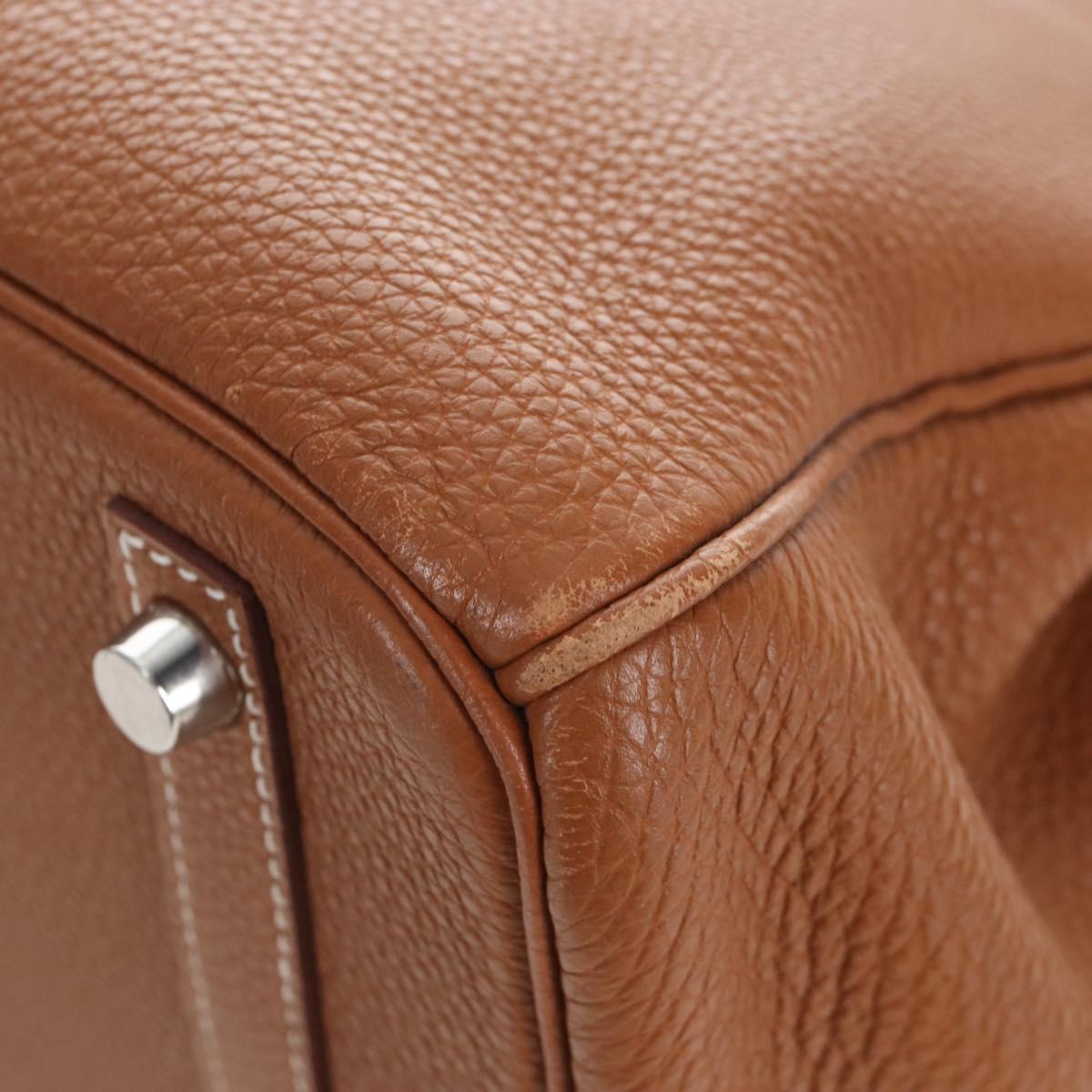 HERMES Birkin 30 Hand Bag Leather Brown Silver Auth 211817SM