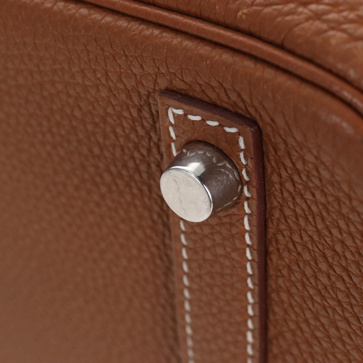 HERMES Birkin 30 Hand Bag Leather Brown Silver Auth 211817SM