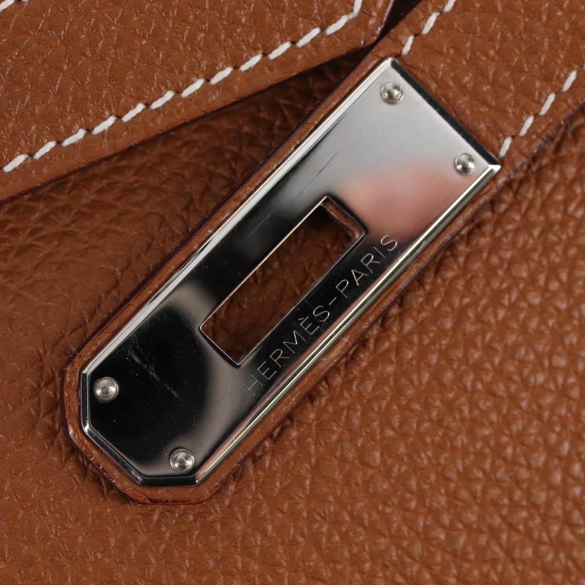 HERMES Birkin 30 Hand Bag Leather Brown Silver Auth 211817SM