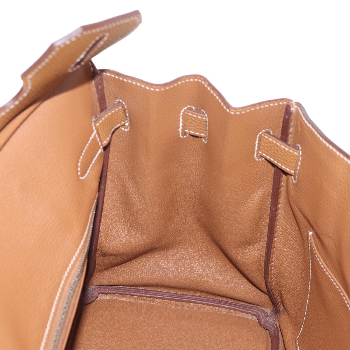 HERMES Birkin 30 Hand Bag Leather Brown Silver Auth 211817SM