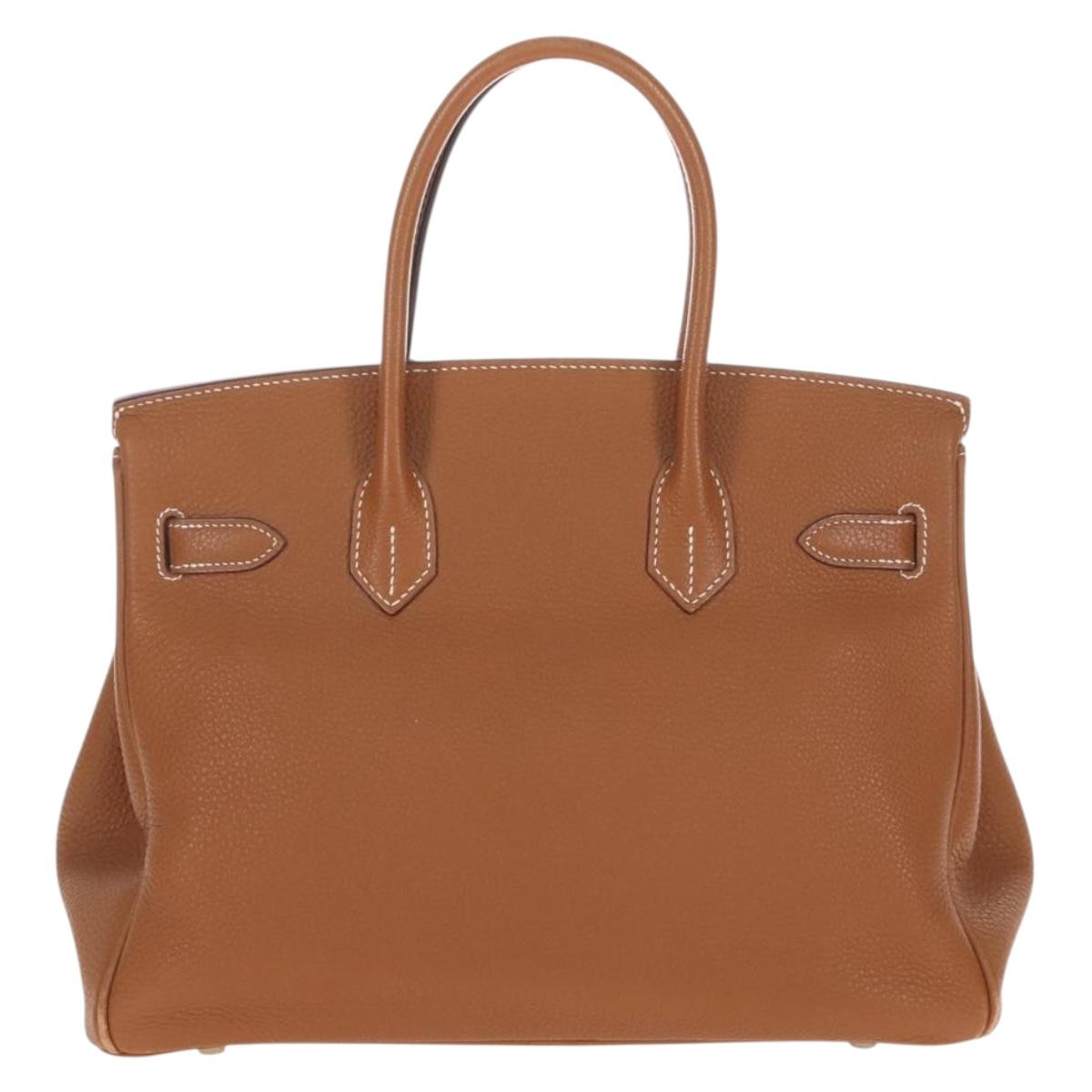 HERMES Birkin 30 Hand Bag Leather Brown Silver Auth 211817SM