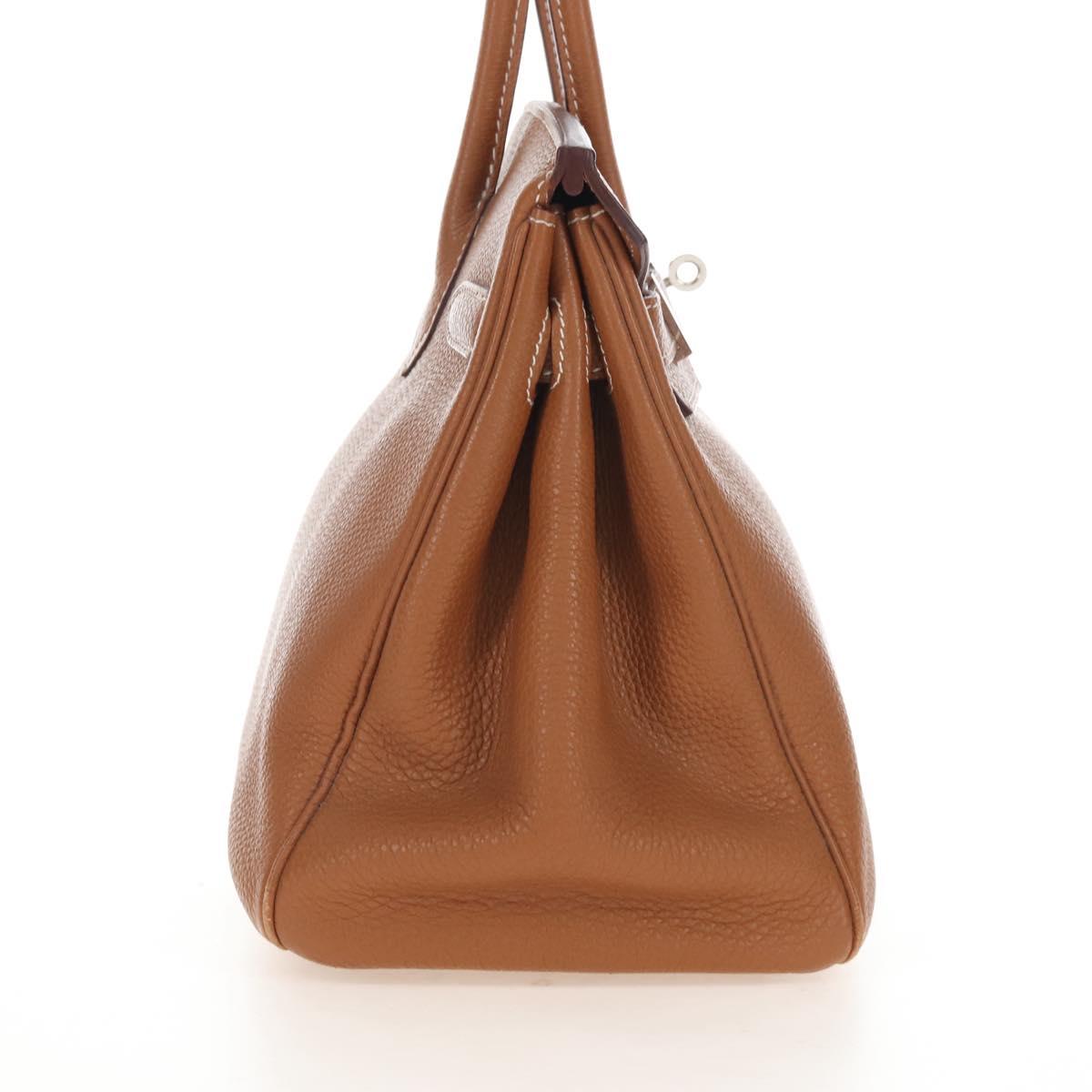 HERMES Birkin 30 Hand Bag Leather Brown Silver Auth 211817SM