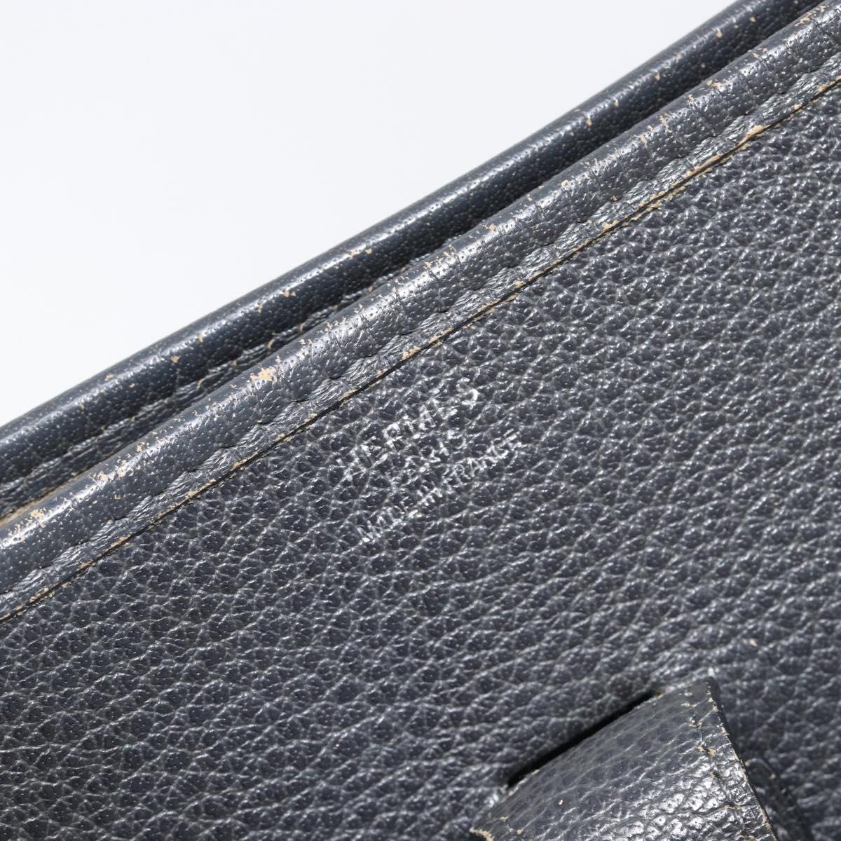HERMES Evelyn 1GM Shoulder Bag Togo Black Silver Auth 211819M