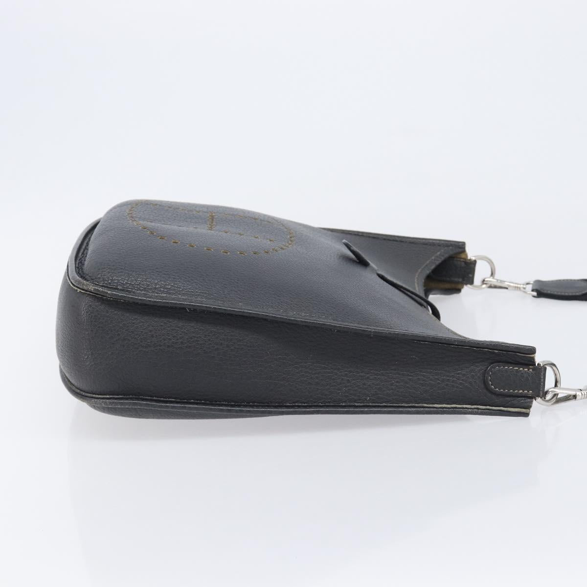 HERMES Evelyn 1GM Shoulder Bag Togo Black Silver Auth 211819M