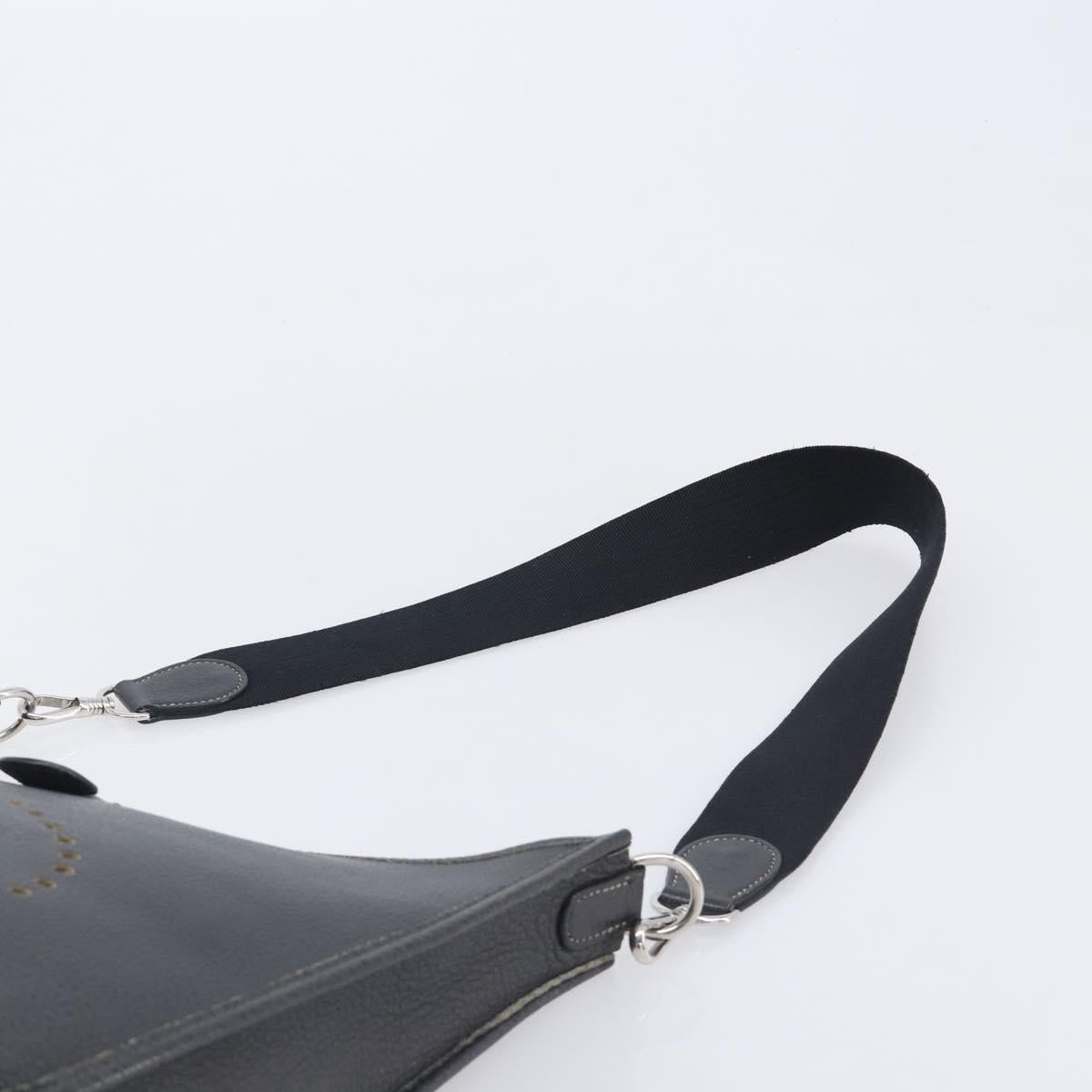 HERMES Evelyn 1GM Shoulder Bag Togo Black Silver Auth 211819M