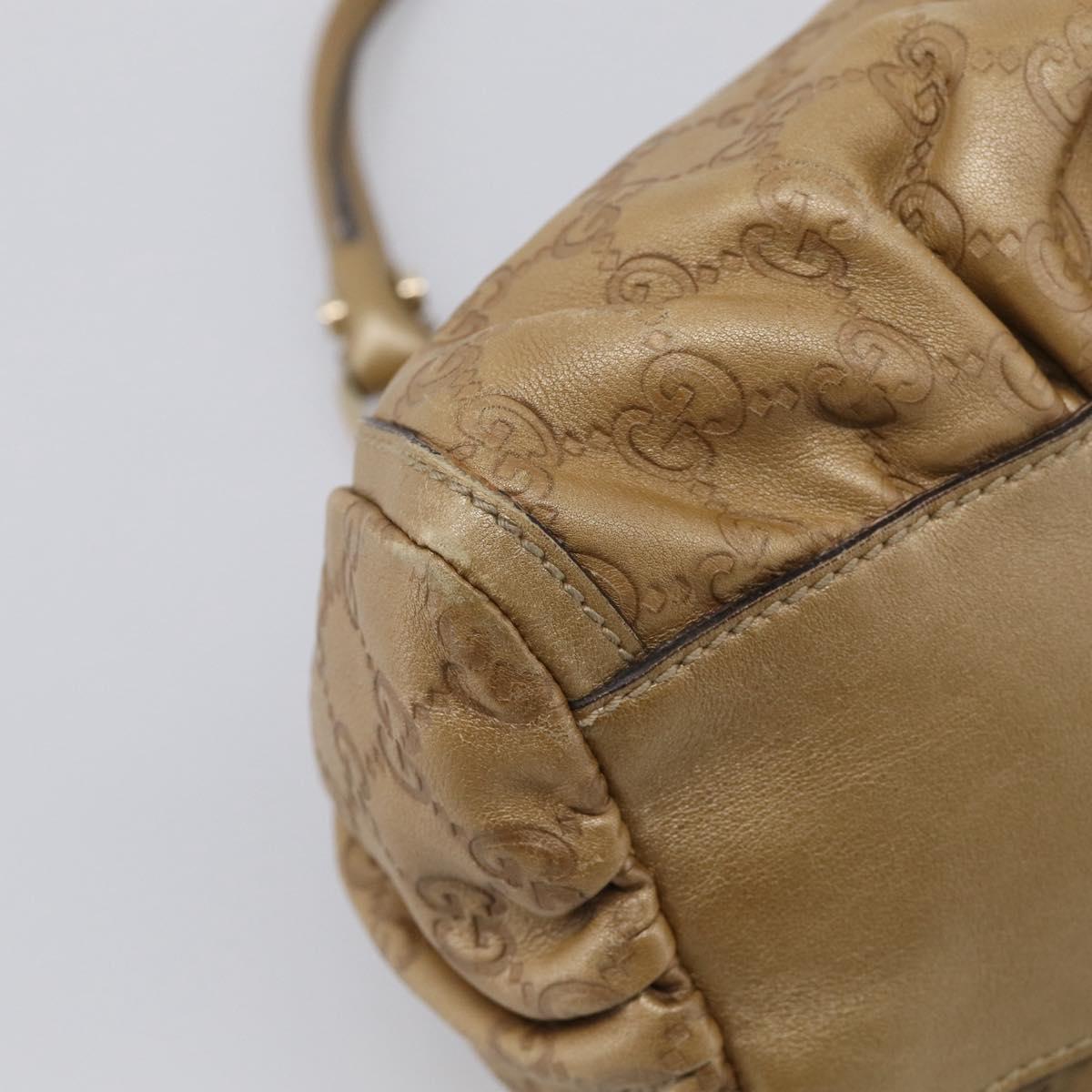 GUCCI GG Canvas Guccissima Abbey Bag Leather Beige Gold 190525 Auth 211827A