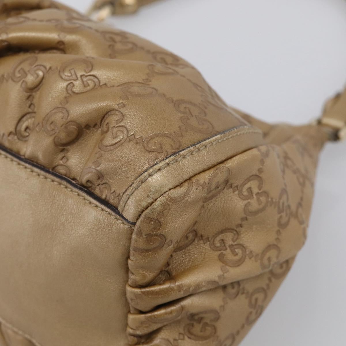 GUCCI GG Canvas Guccissima Abbey Bag Leather Beige Gold 190525 Auth 211827A