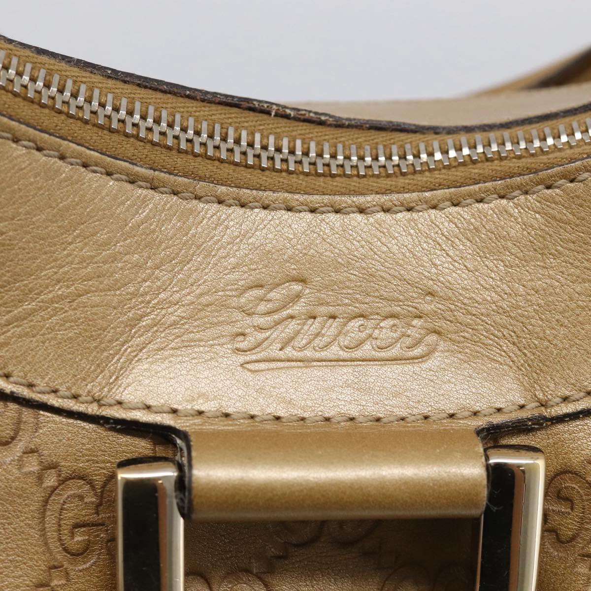 GUCCI GG Canvas Guccissima Abbey Bag Leather Beige Gold 190525 Auth 211827A