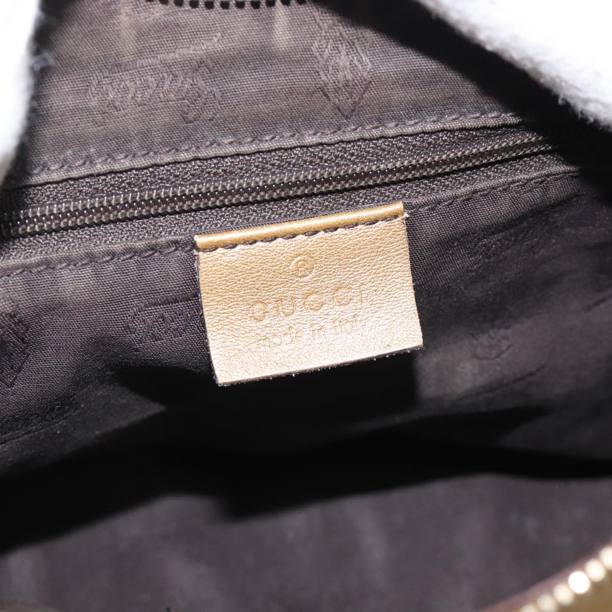 GUCCI GG Canvas Guccissima Abbey Bag Leather Beige Gold 190525 Auth 211827A