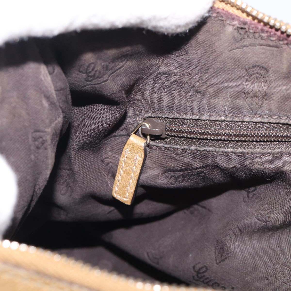 GUCCI GG Canvas Guccissima Abbey Bag Leather Beige Gold 190525 Auth 211827A