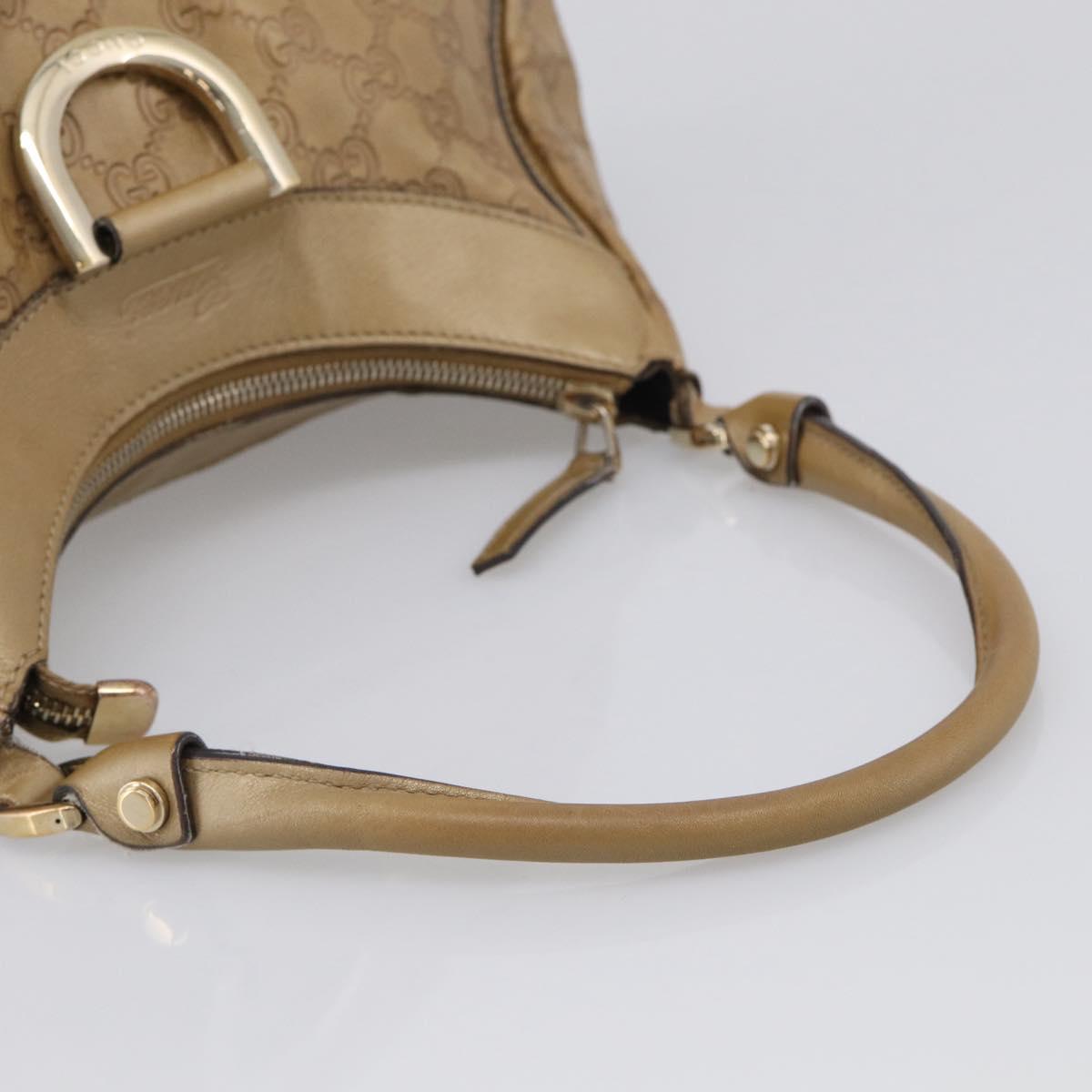 GUCCI GG Canvas Guccissima Abbey Bag Leather Beige Gold 190525 Auth 211827A