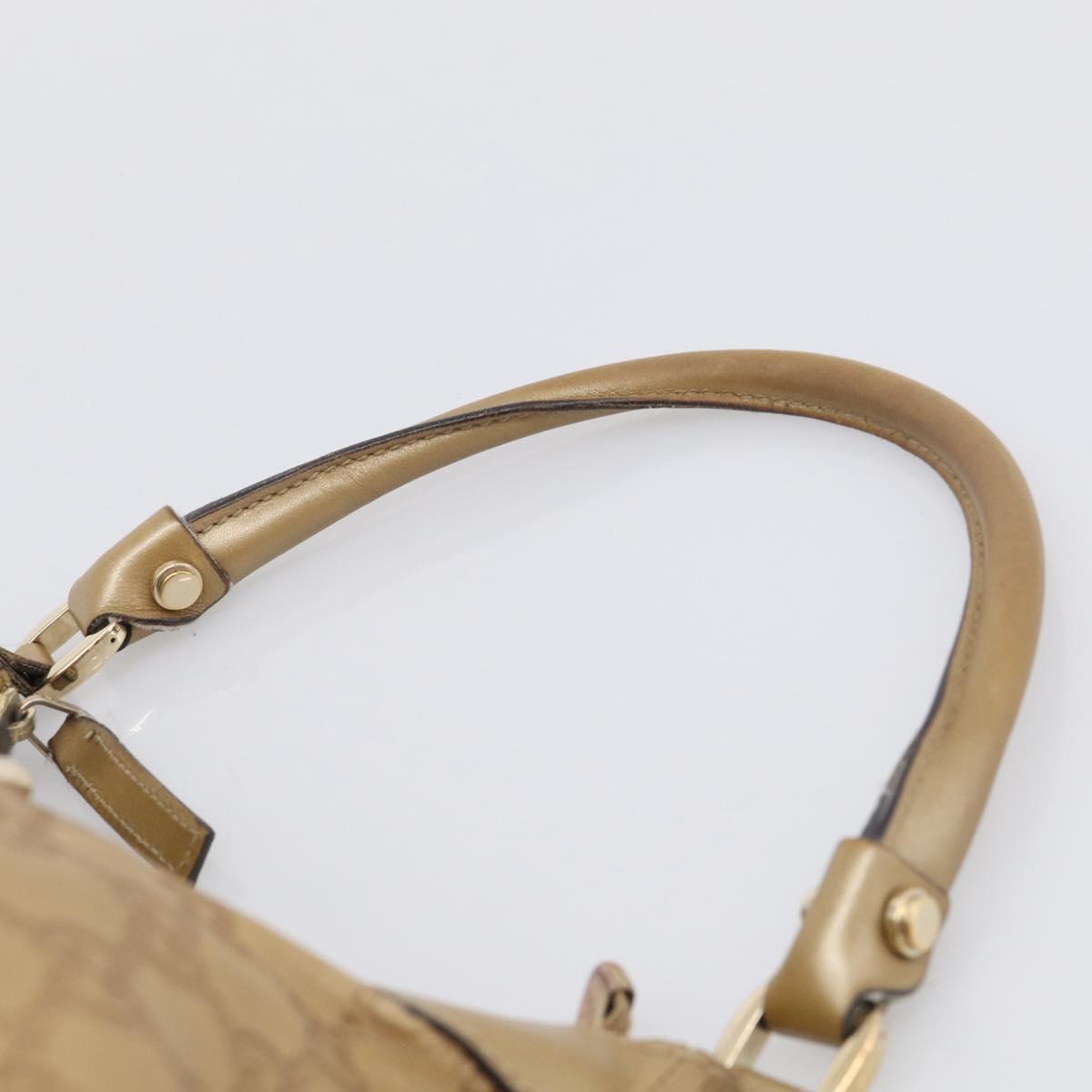 GUCCI GG Canvas Guccissima Abbey Bag Leather Beige Gold 190525 Auth 211827A
