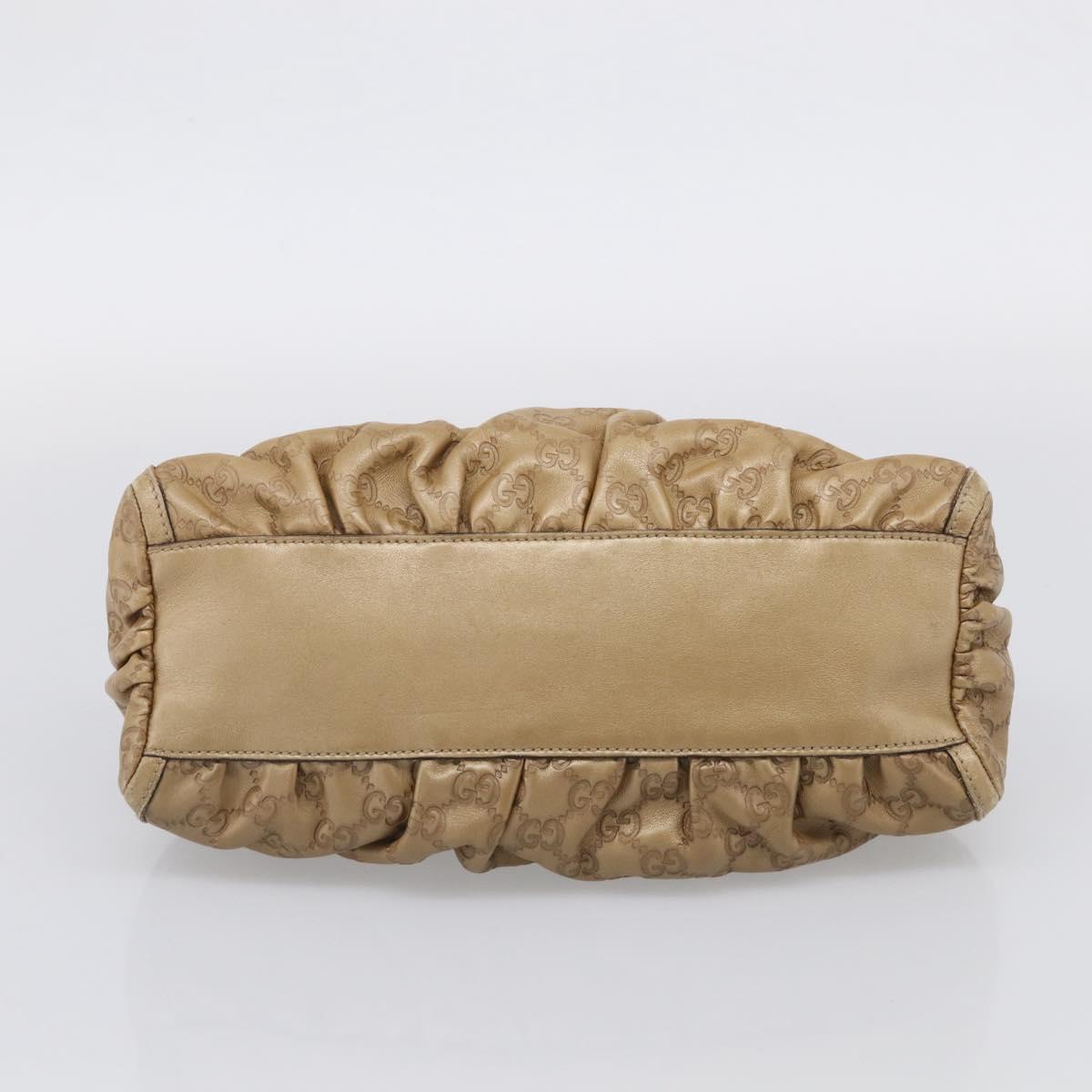 GUCCI GG Canvas Guccissima Abbey Bag Leather Beige Gold 190525 Auth 211827A