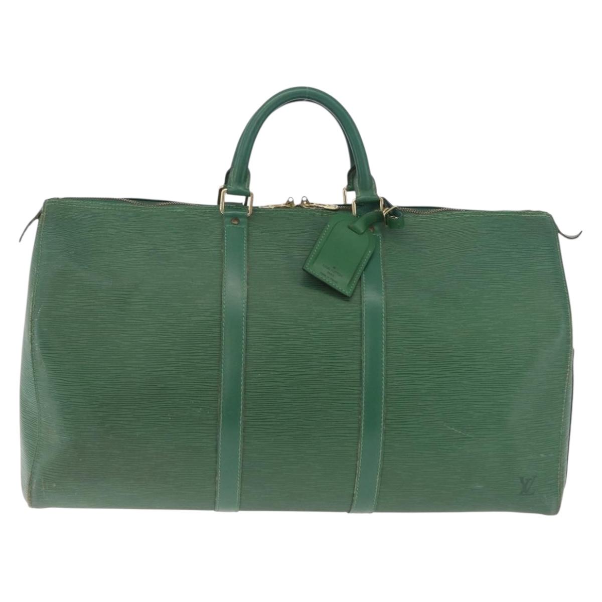 LOUIS VUITTON Epi Keepall 50 Boston Bag Green M42964 LV Auth 211828A