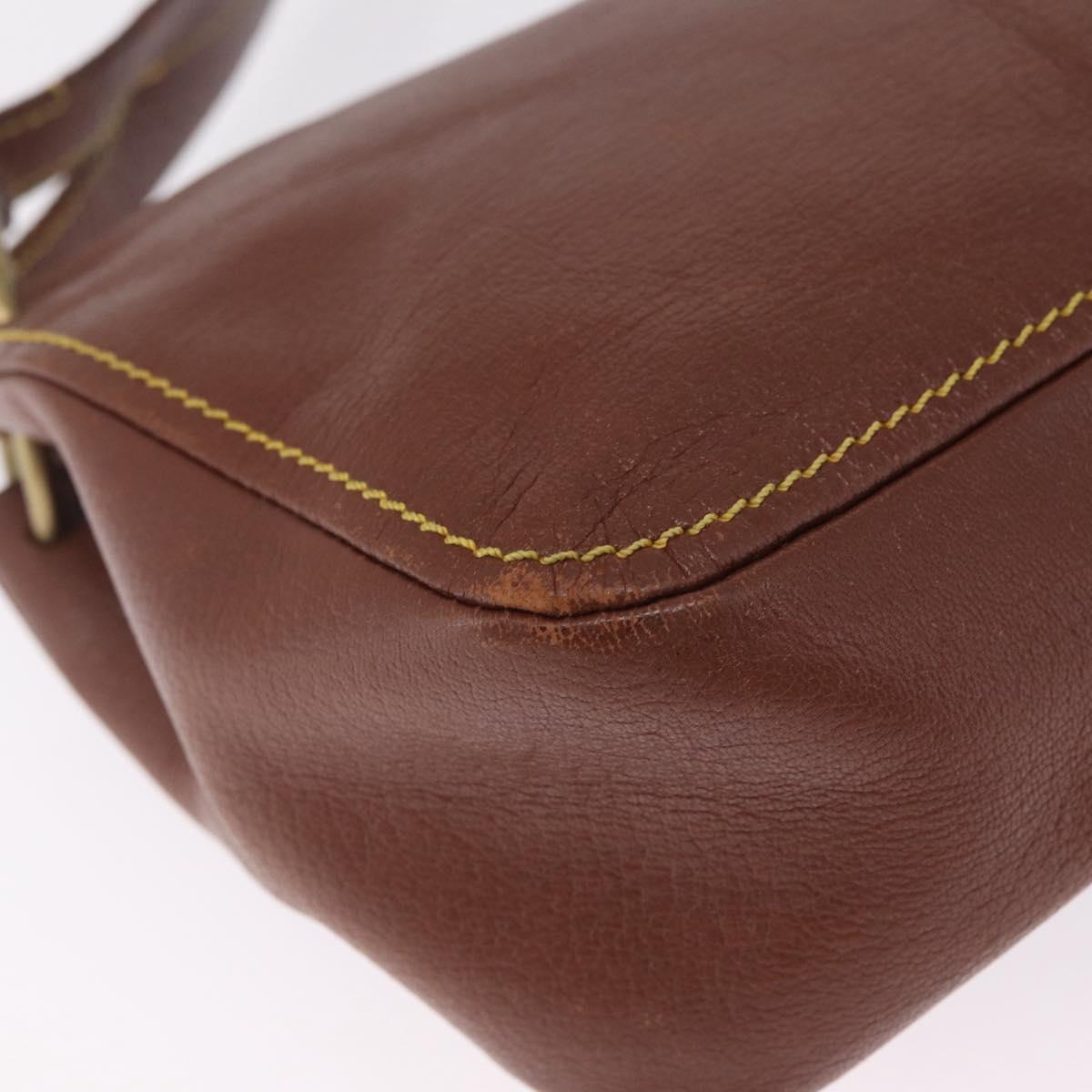 Miu Miu Shoulder Bag Leather Brown Gold Auth 211834A