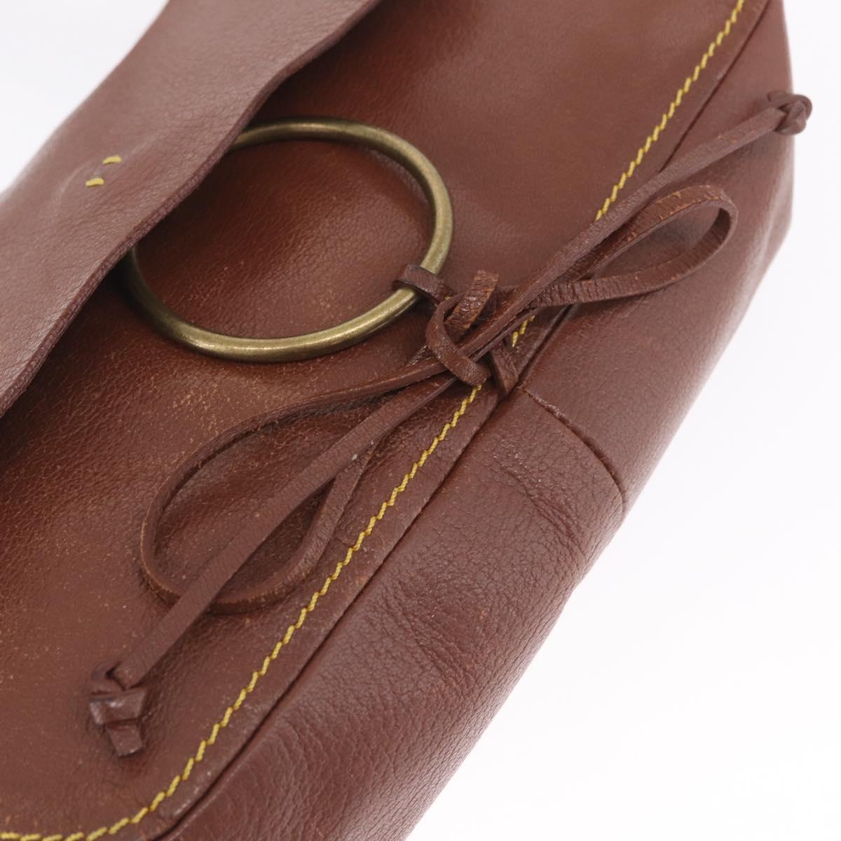 Miu Miu Shoulder Bag Leather Brown Gold Auth 211834A