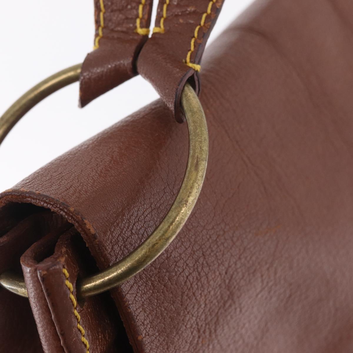 Miu Miu Shoulder Bag Leather Brown Gold Auth 211834A