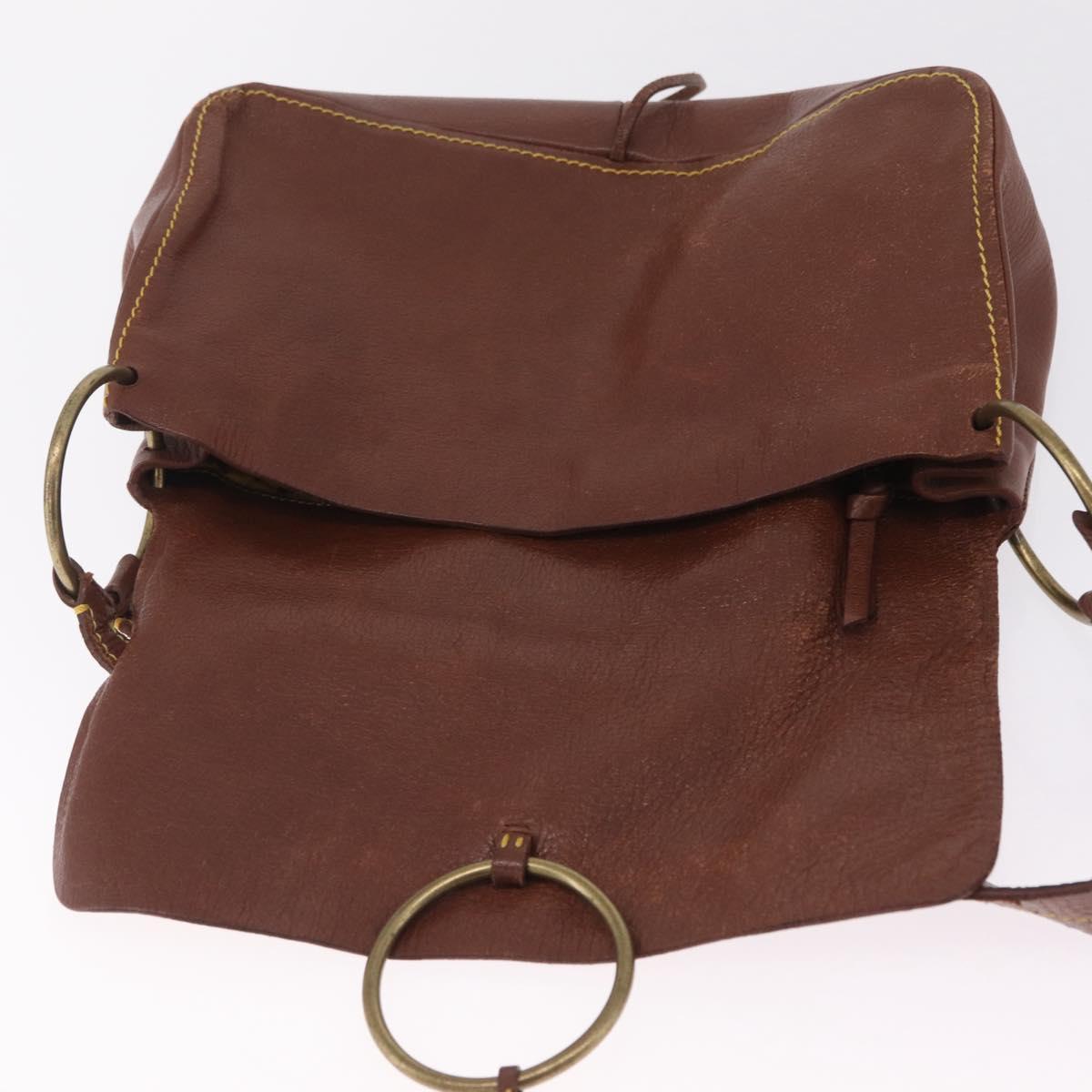 Miu Miu Shoulder Bag Leather Brown Gold Auth 211834A