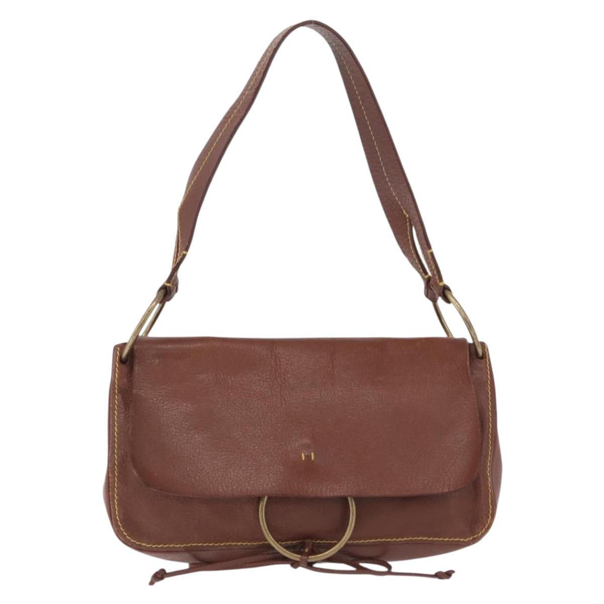 Miu Miu Shoulder Bag Leather Brown Gold Auth 211834A