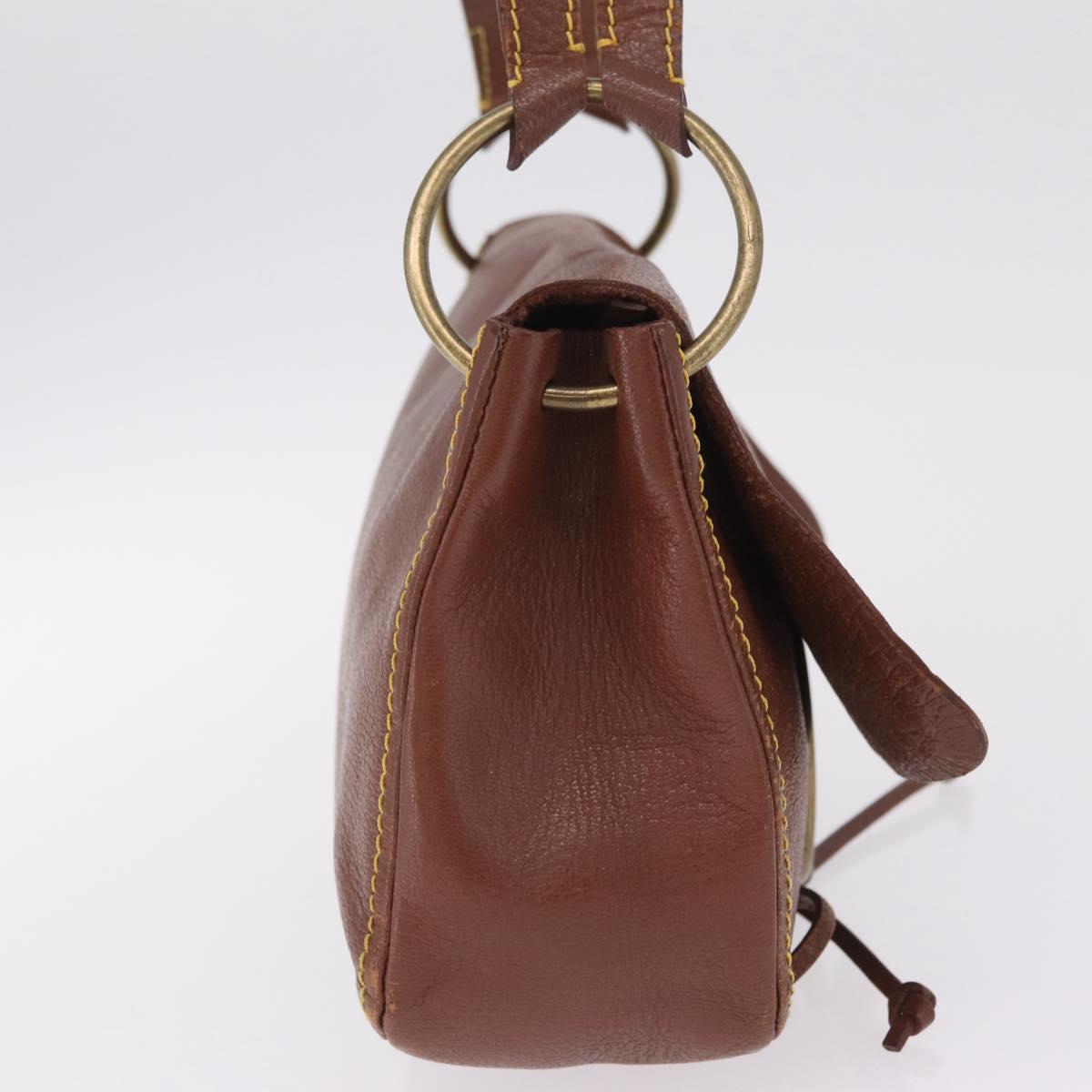 Miu Miu Shoulder Bag Leather Brown Gold Auth 211834A