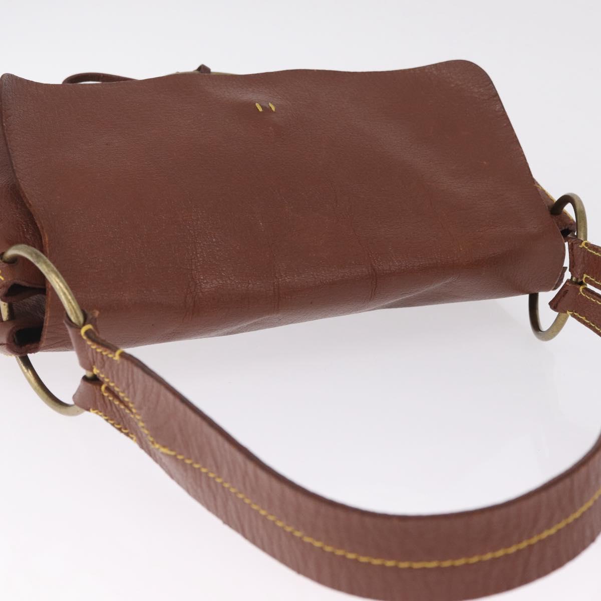 Miu Miu Shoulder Bag Leather Brown Gold Auth 211834A