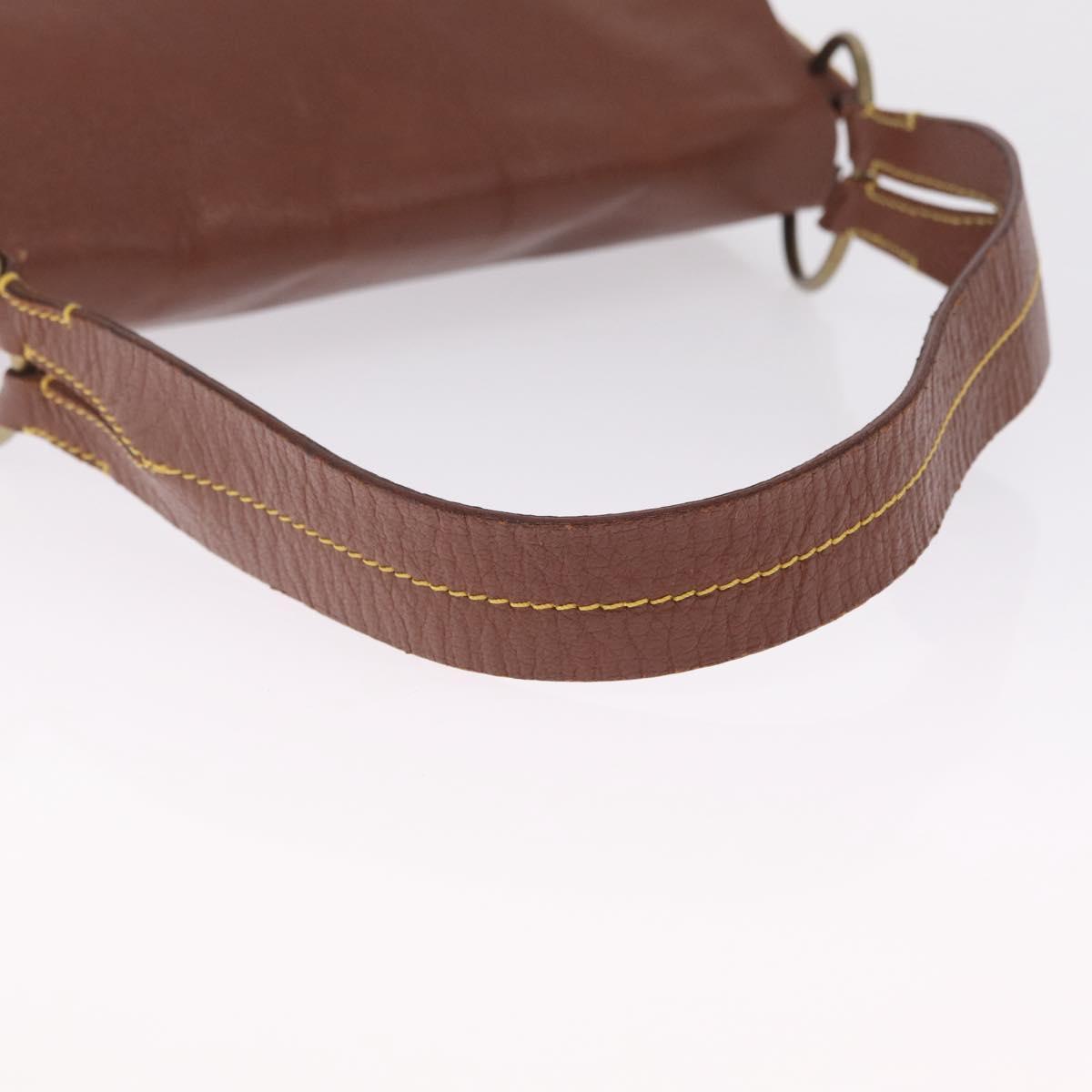 Miu Miu Shoulder Bag Leather Brown Gold Auth 211834A