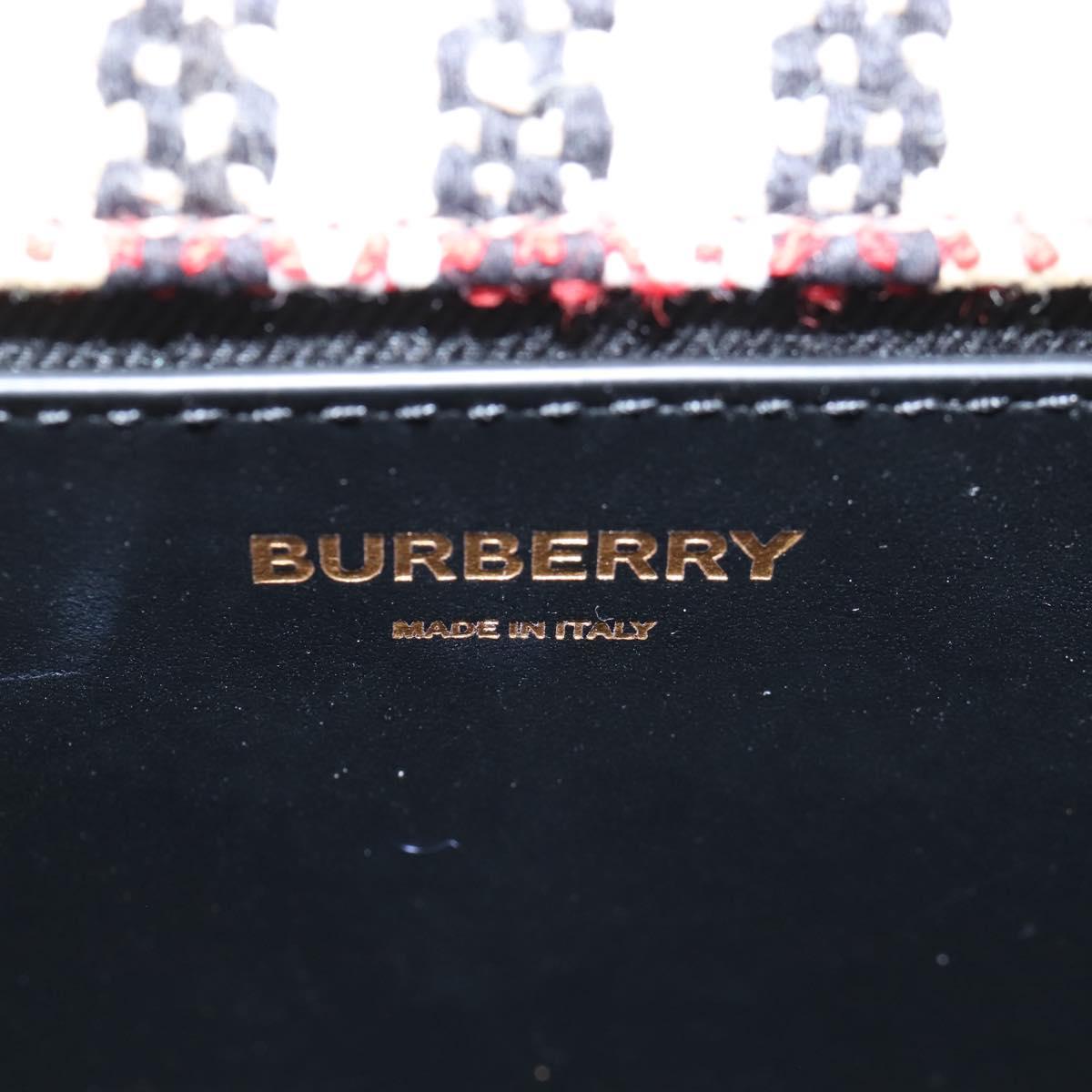 BURBERRY Chain Shoulder Bag Canvas Beige Gold Tone Auth 211838M