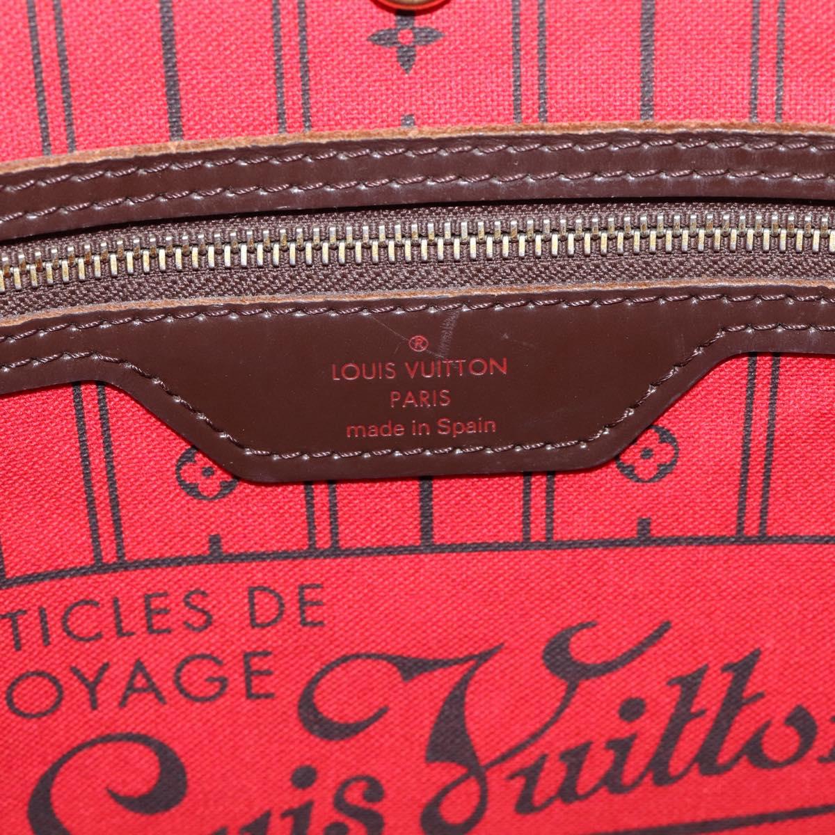 LOUIS VUITTON Damier Ebene Neverfull MM Tote Bag N51105 LV Auth 211839A