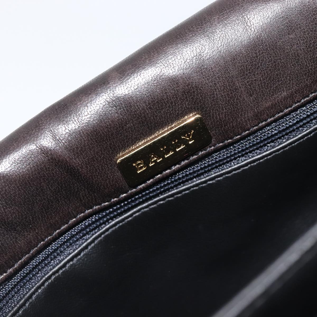Bally Chain Shoulder Bag Leather Black Gold Auth 211840A