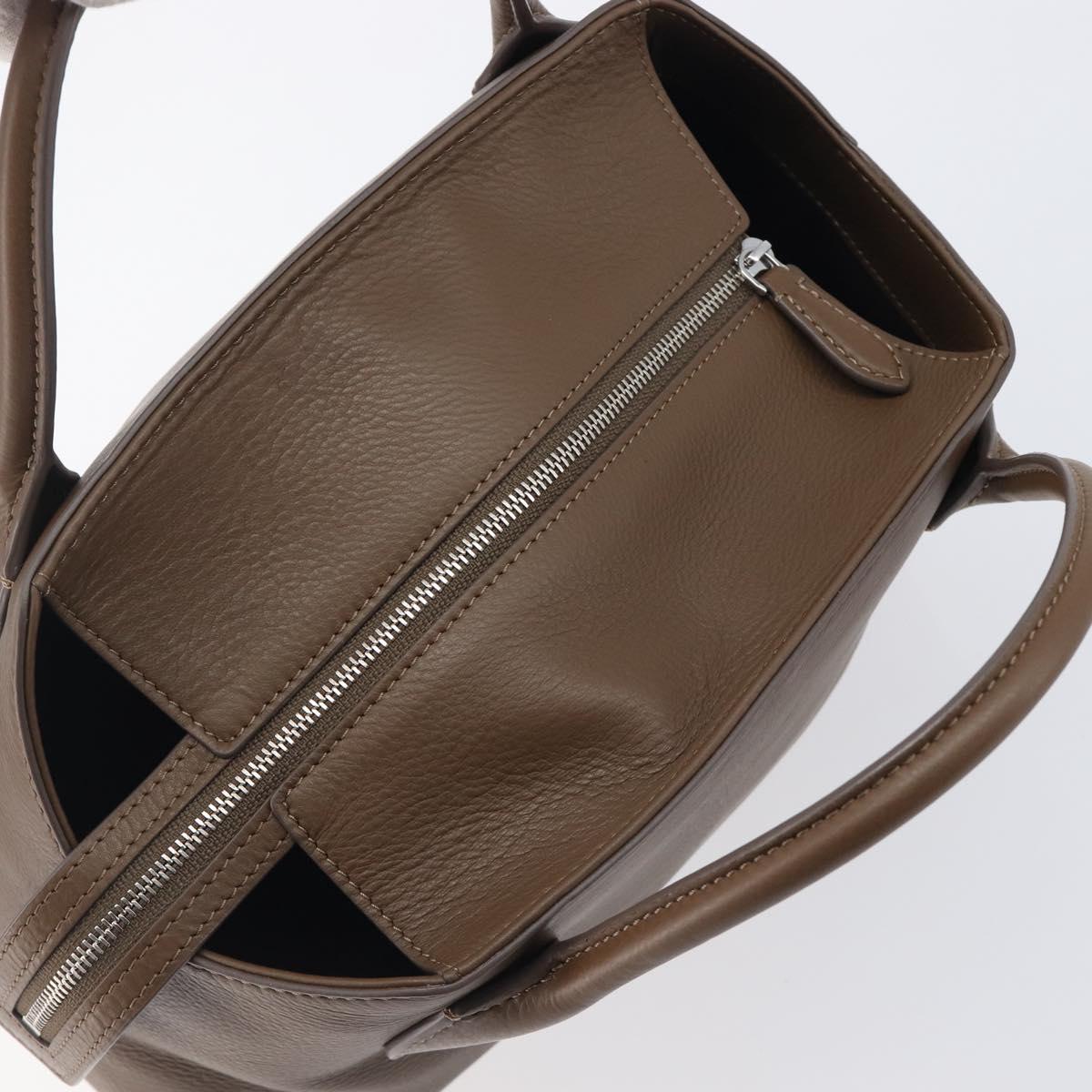 The Row Terrace Baulet Hand Bag Calf Skin Brown Silver Auth 211842SAM