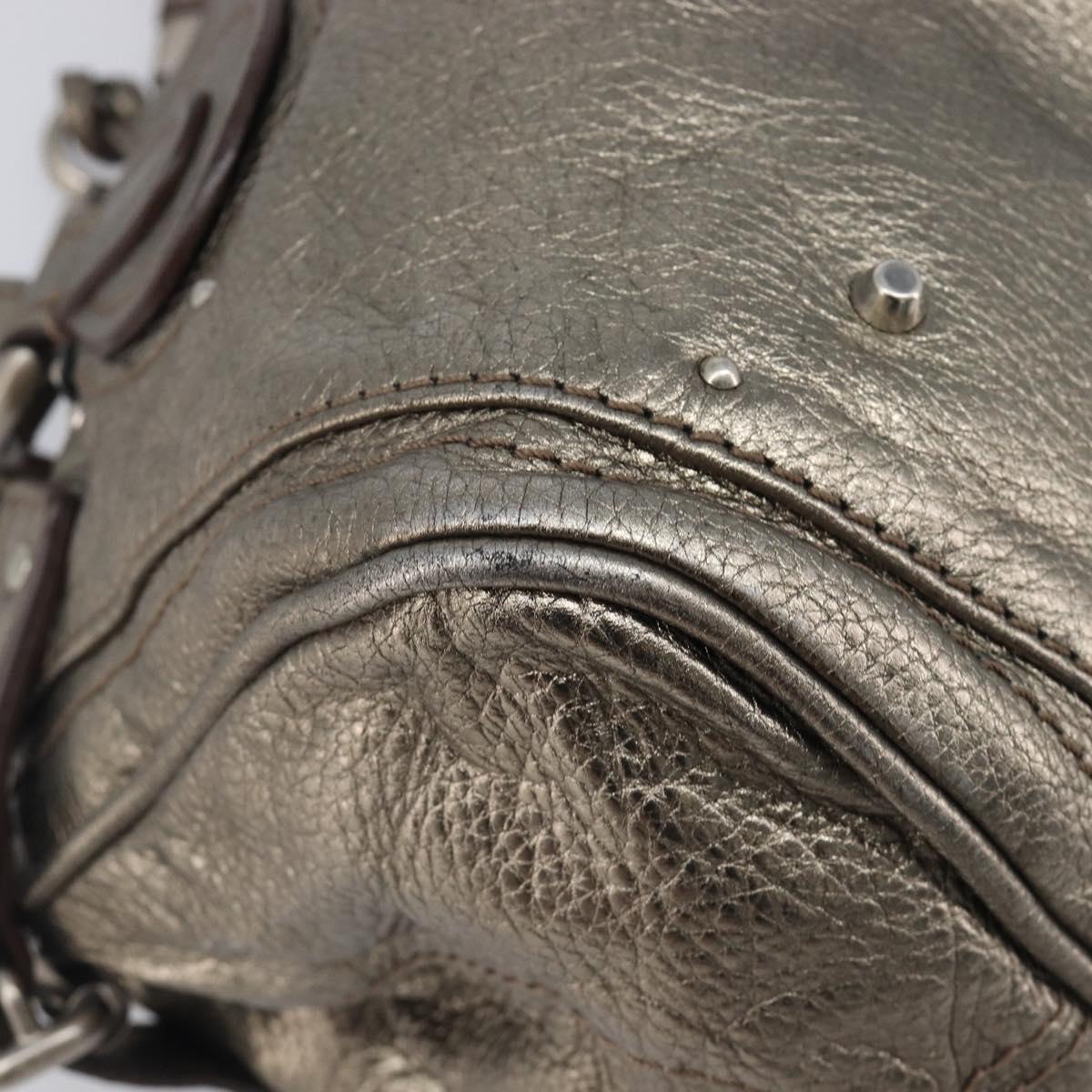 Chloe Paddington Hand Bag Leather Silver Auth 211845V