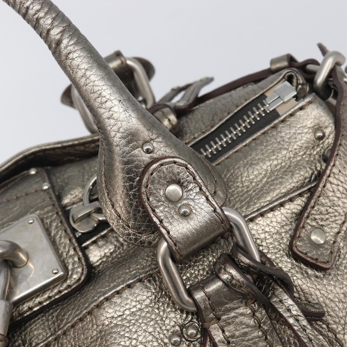 Chloe Paddington Hand Bag Leather Silver Auth 211845V