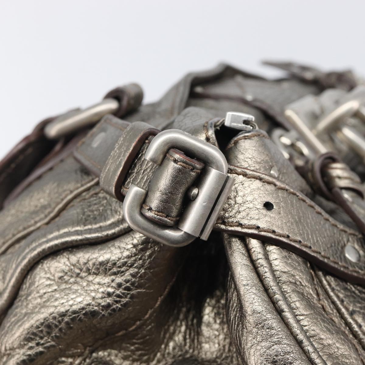 Chloe Paddington Hand Bag Leather Silver Auth 211845V