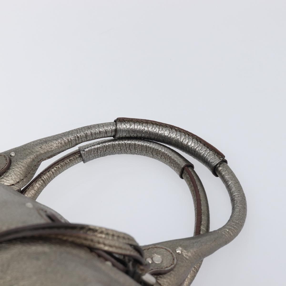 Chloe Paddington Hand Bag Leather Silver Auth 211845V