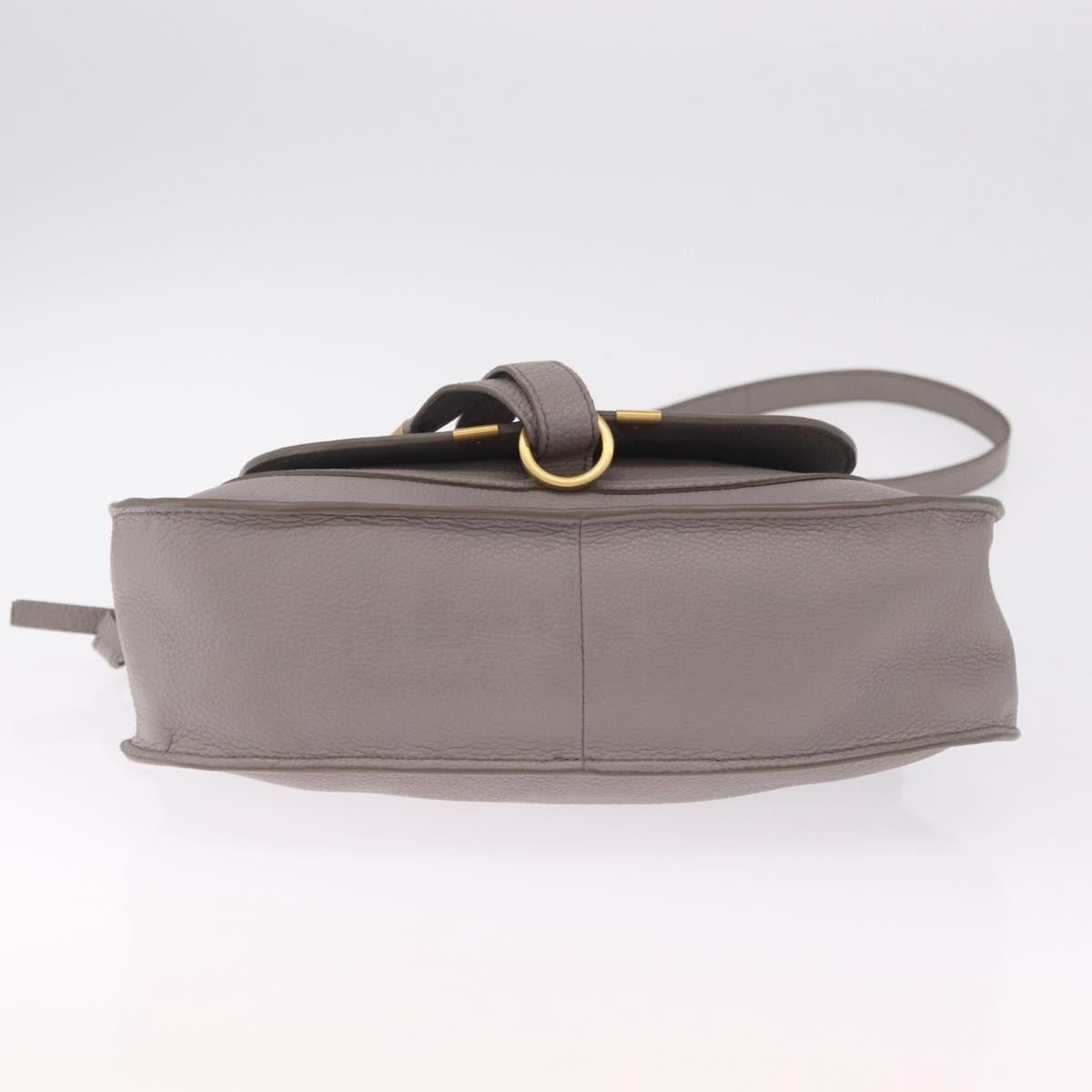 Chloe Marcie Shoulder Bag Leather Gray Gold Auth 211846V