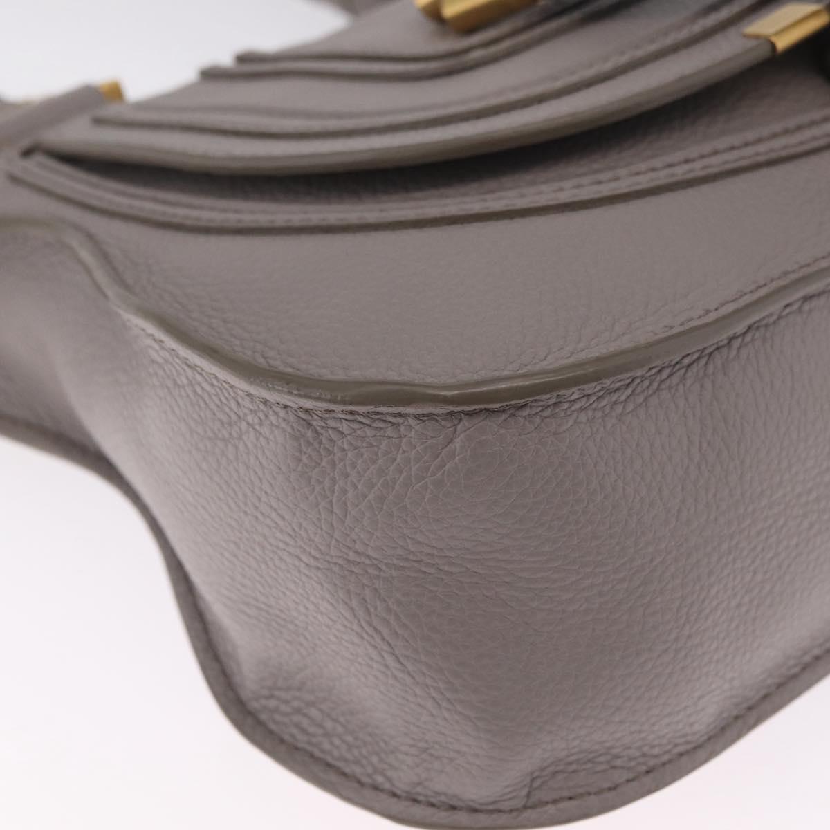 Chloe Marcie Shoulder Bag Leather Gray Gold Auth 211846V