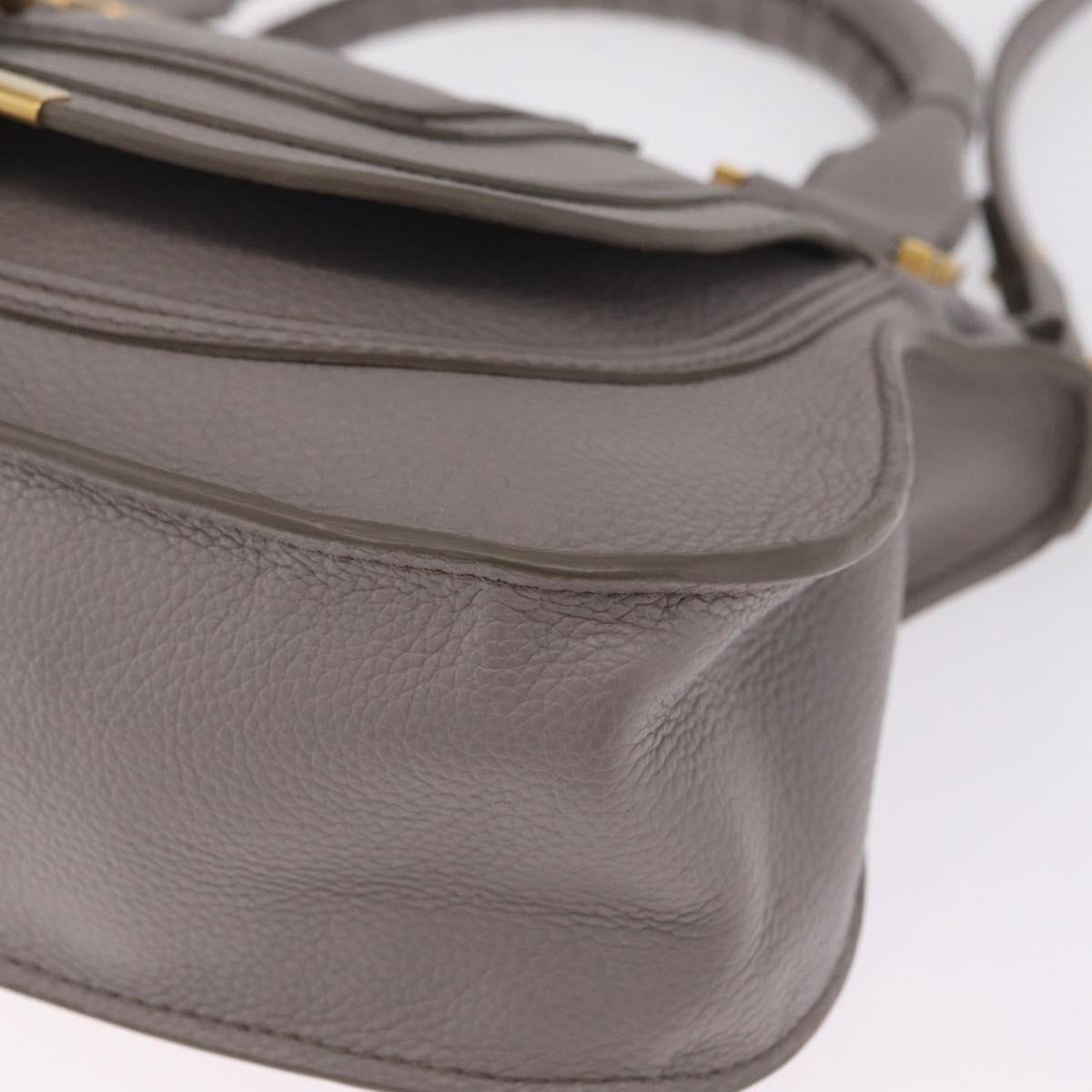 Chloe Marcie Shoulder Bag Leather Gray Gold Auth 211846V