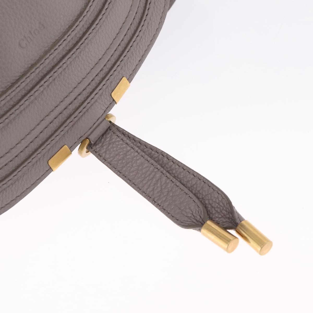 Chloe Marcie Shoulder Bag Leather Gray Gold Auth 211846V
