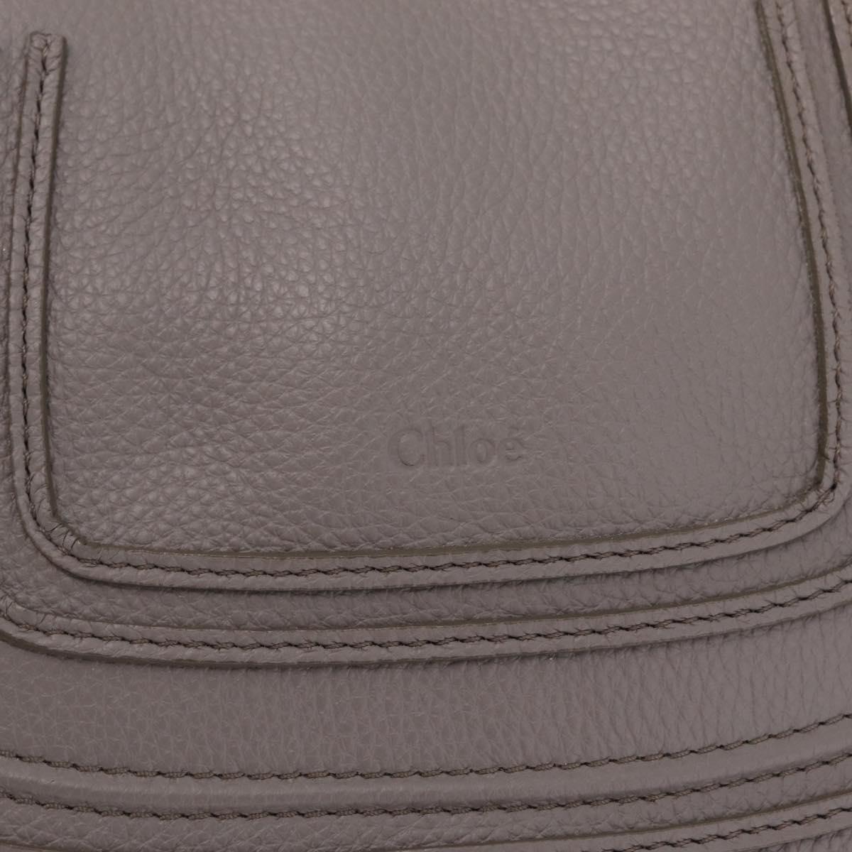 Chloe Marcie Shoulder Bag Leather Gray Gold Auth 211846V