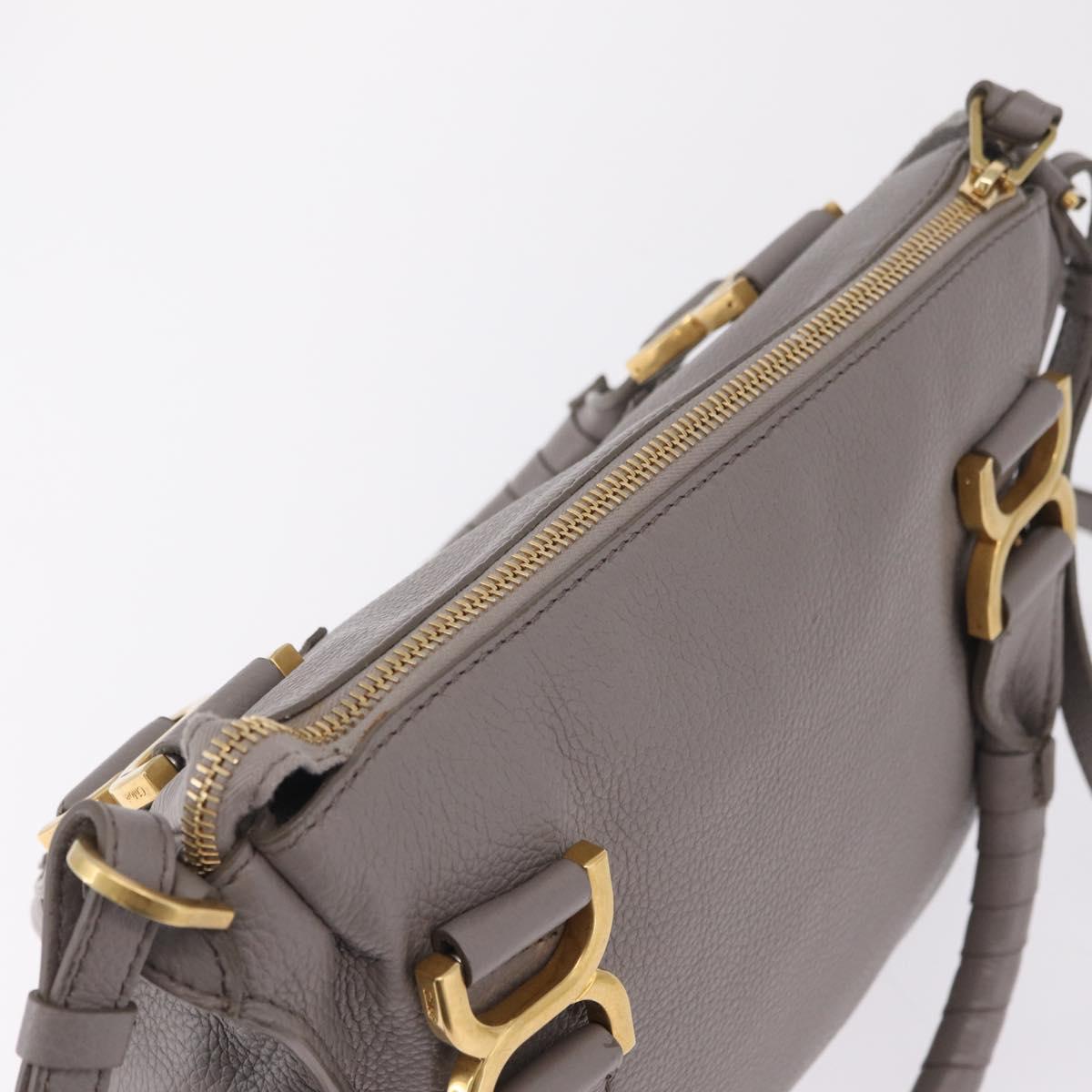 Chloe Marcie Shoulder Bag Leather Gray Gold Auth 211846V
