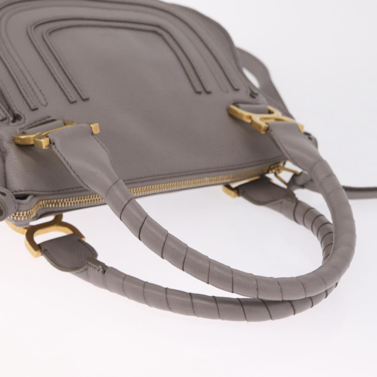Chloe Marcie Shoulder Bag Leather Gray Gold Auth 211846V