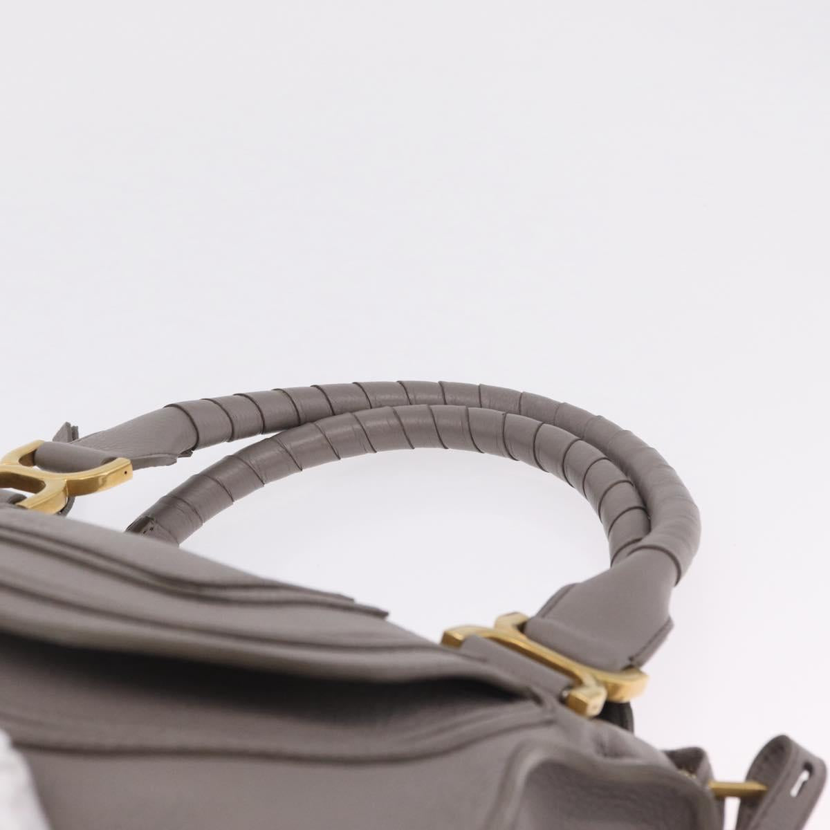 Chloe Marcie Shoulder Bag Leather Gray Gold Auth 211846V