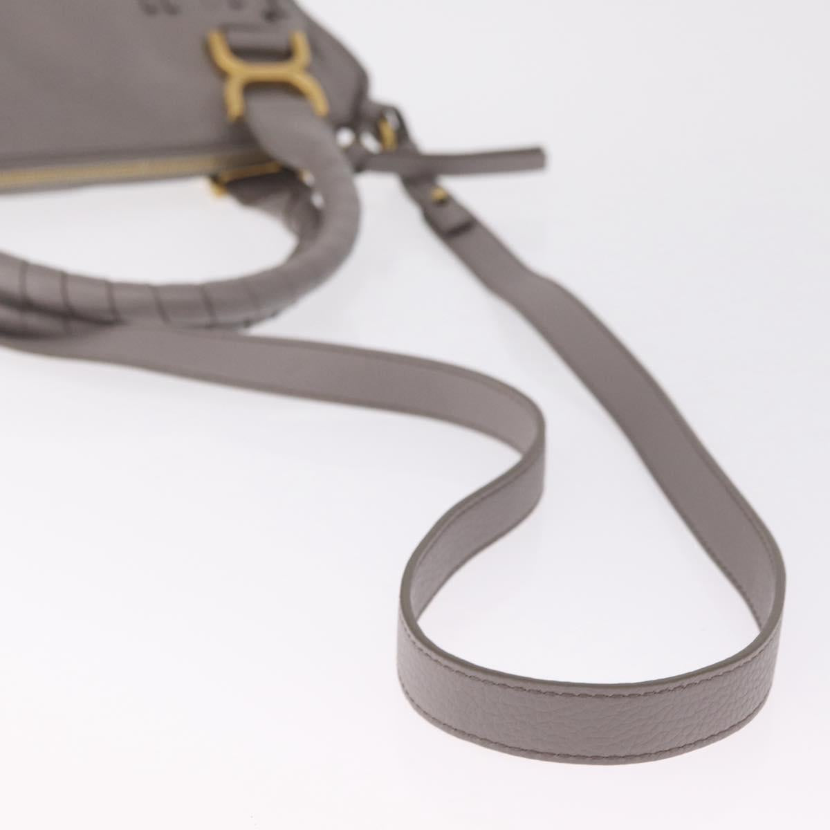 Chloe Marcie Shoulder Bag Leather Gray Gold Auth 211846V